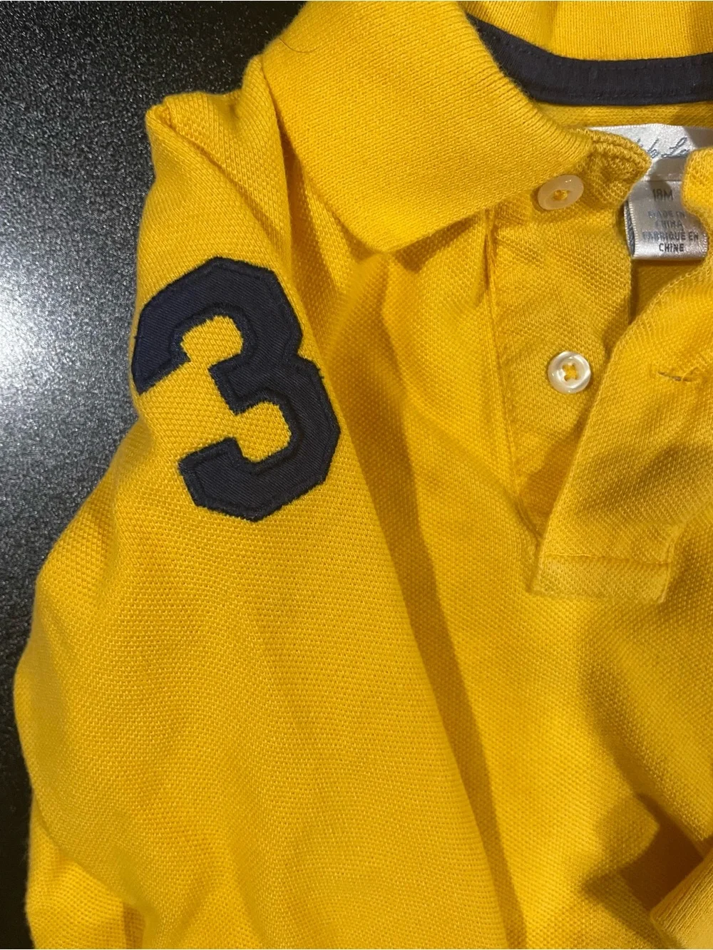 Ralph Lauren Kids Yellow Long-Sleeve Polo with Navy Pony. Fits 18 mo. 🐎 💛